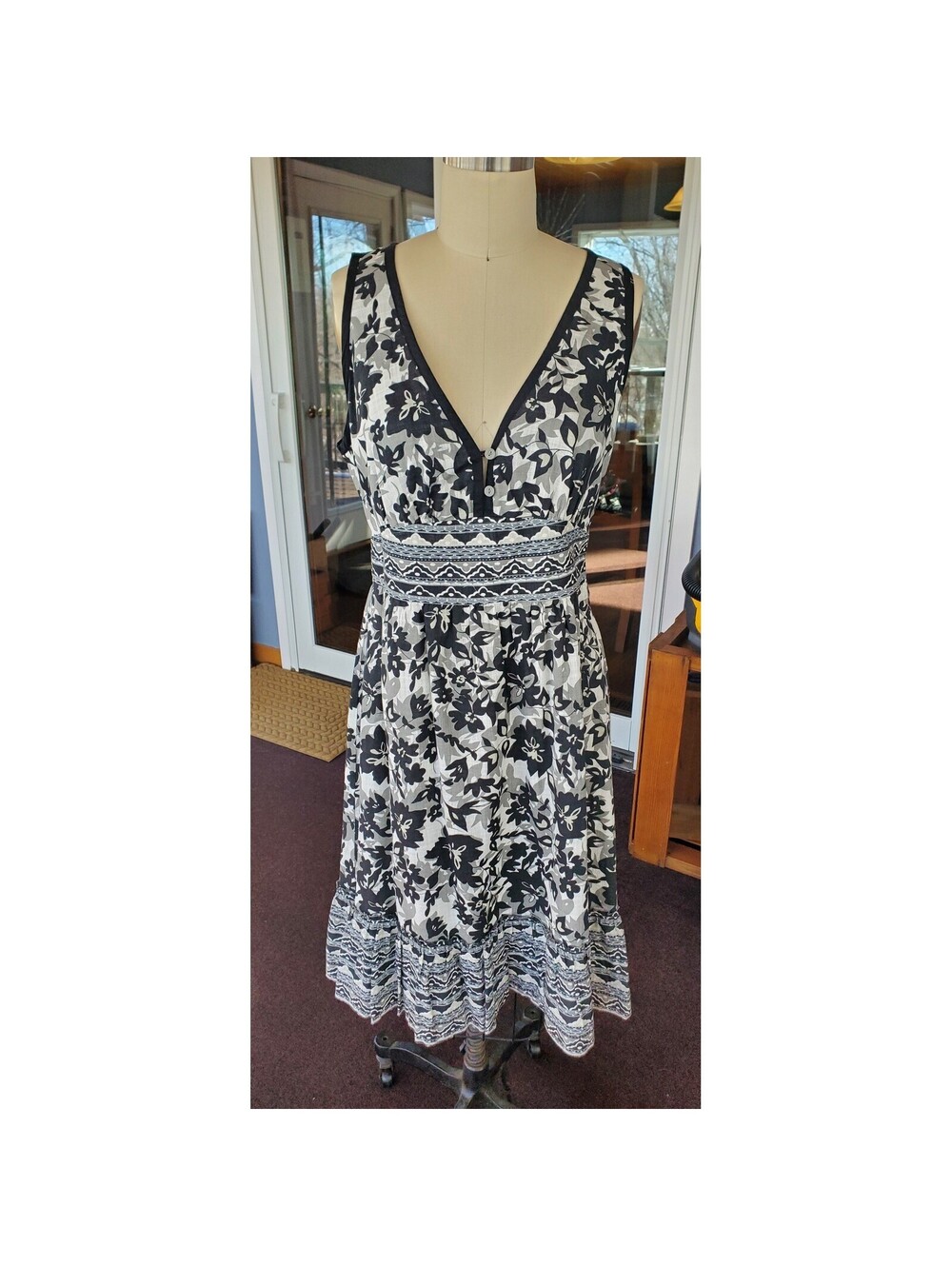 paper denim & cloth Floral V Neck Sleeveless Midi Dress Size 3 (Small 4-6)